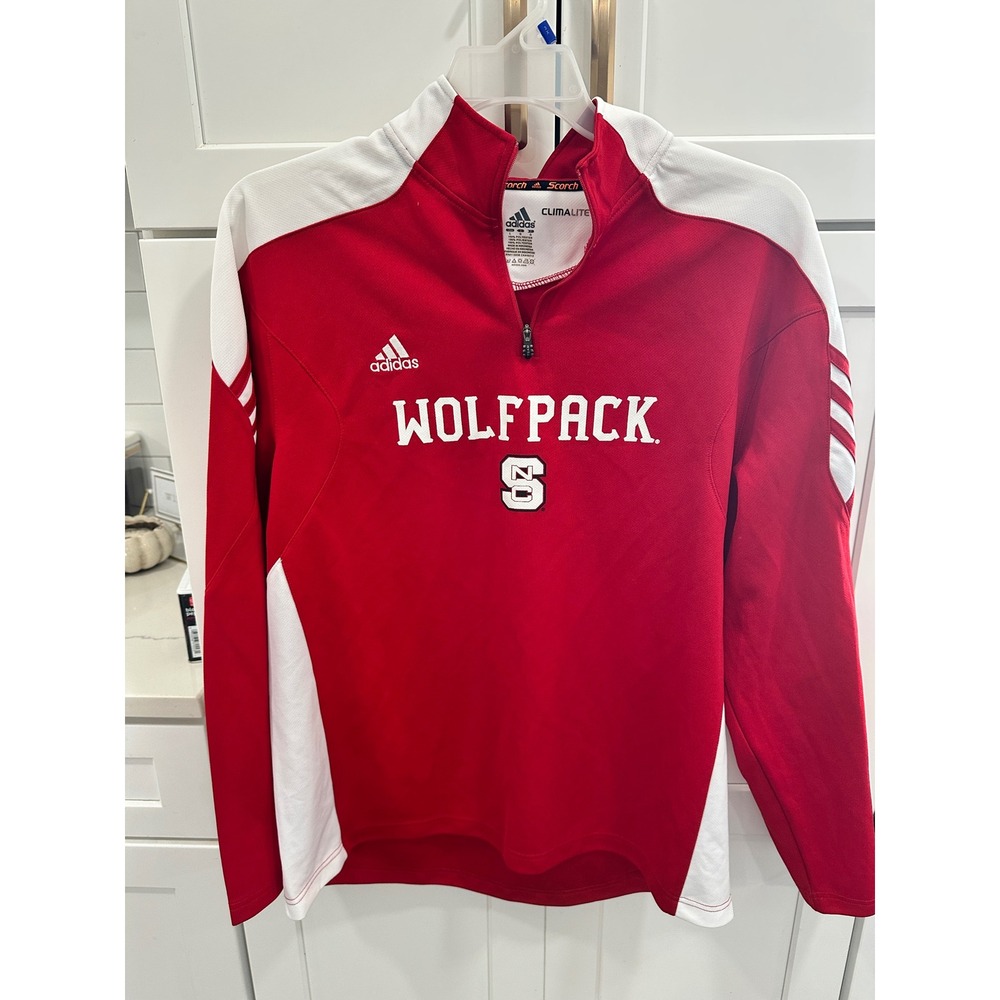 Adidas NC State Wolfpack Kids Red Quarter Zip Pullover Sz L Champs Bowl